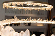 36 Inch Round Modern Chandelier Brass & Clear Geode Quartz Crystal Hanging Light-DWHOME