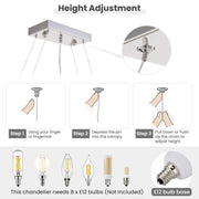 Chandelier de cuisine 40" en cristal pour îlot central DWHOME