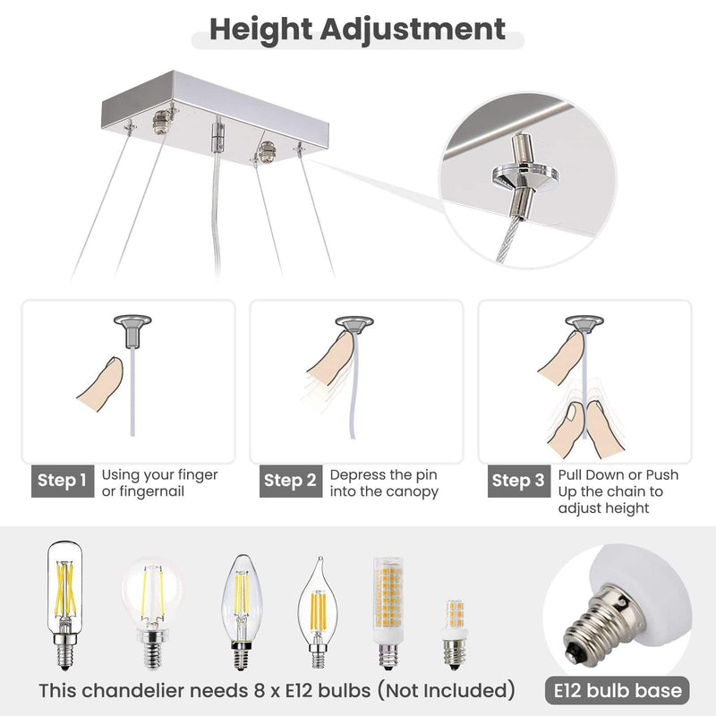Chandelier de cuisine 40" en cristal pour îlot central DWHOME