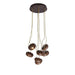 Wooden Petal Round Cluster Pendant Light.