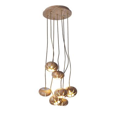 Wooden Petal Round Cluster Pendant Light - DWHOME