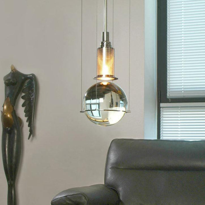 Opal round glass sphere midcentury pendant Light.