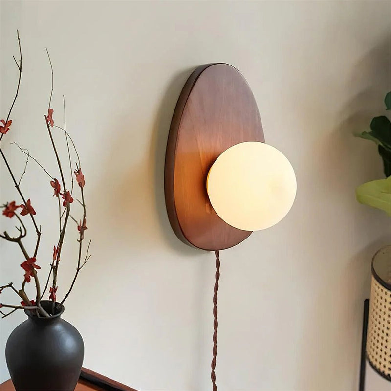 Orba Walnut Plug-in Wall Lamp-DWHOME