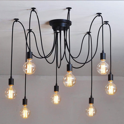 10 head Edison Bare Bulb Pendant Light in Black-DWHOME