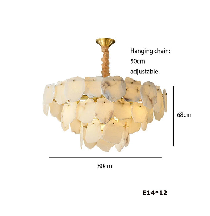 3-Tier Natural Marble Modern Chandelier.