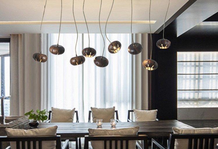 Wooden Petal Kitchen Island Pendant Light-DWHOME