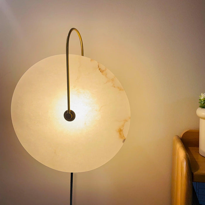 Alabaster LED Plug-In Wall Lamp.