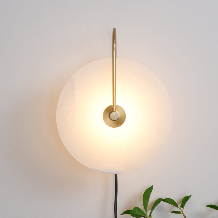 Alabaster LED Plug-In Wall Lamp.