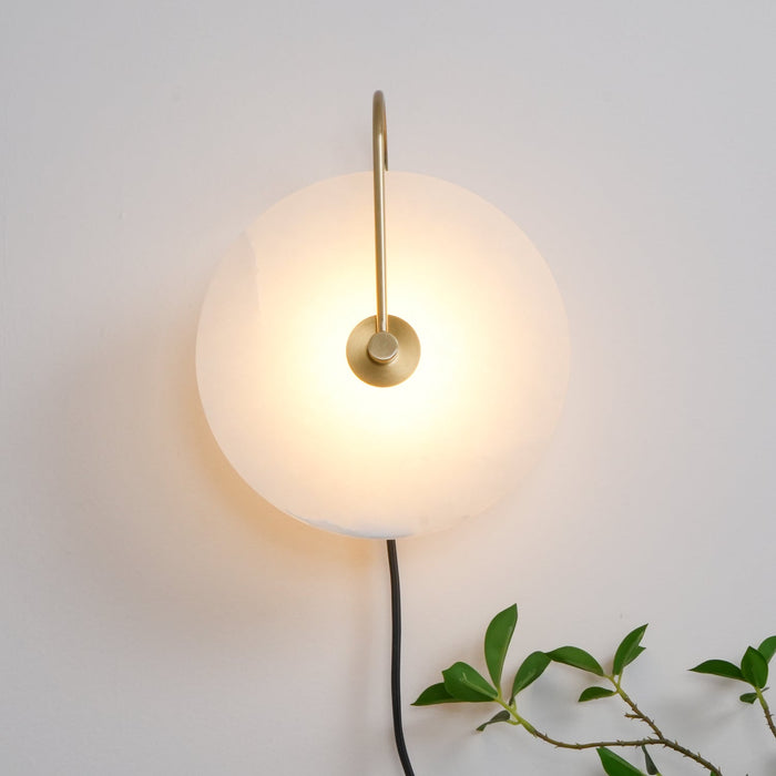 Alabaster LED Plug-In Wall Lamp.