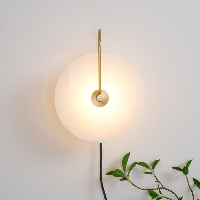 Alabaster LED Plug-In Wall Lamp.