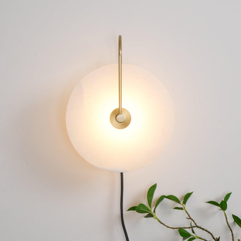 Alabaster LED Plug-In Wall Lamp-DWHOME