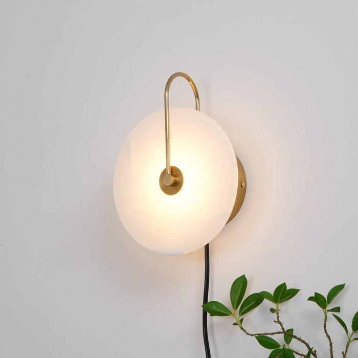 Alabaster LED Plug-In Wall Lamp.