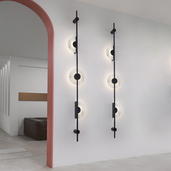 Alabaster Vertical Plug-in Wall Sconce.