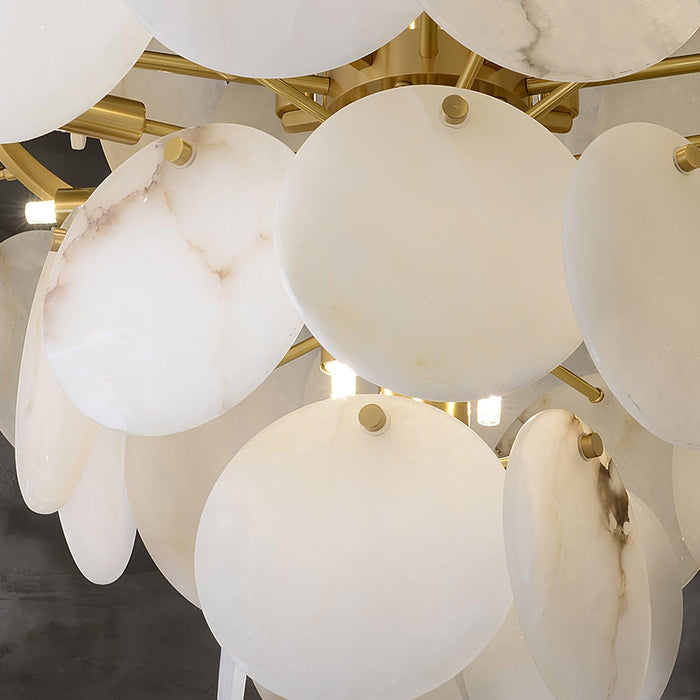 Alabaster Shell Brass Chandelier.