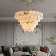 Alabaster Shell Brass Chandelier-DWHOME