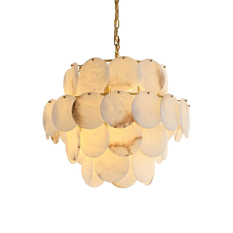 Alabaster Shell Brass Chandelier-DWHOME