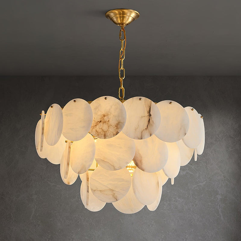 Alabaster Shell Brass Chandelier-DWHOME