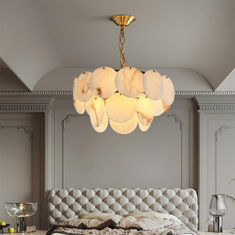 Alabaster Shell Brass Chandelier-DWHOME