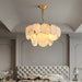 Alabaster Shell Brass Chandelier.