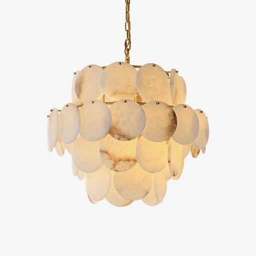 Alabaster Shell Brass Chandelier.