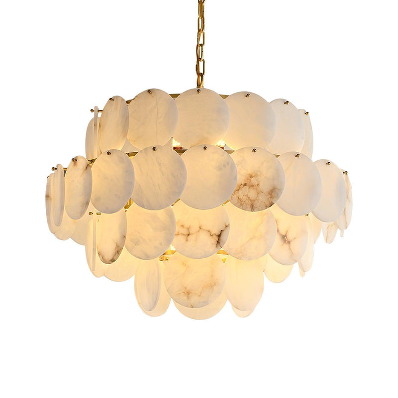 Alabaster Shell Brass Chandelier-DWHOME