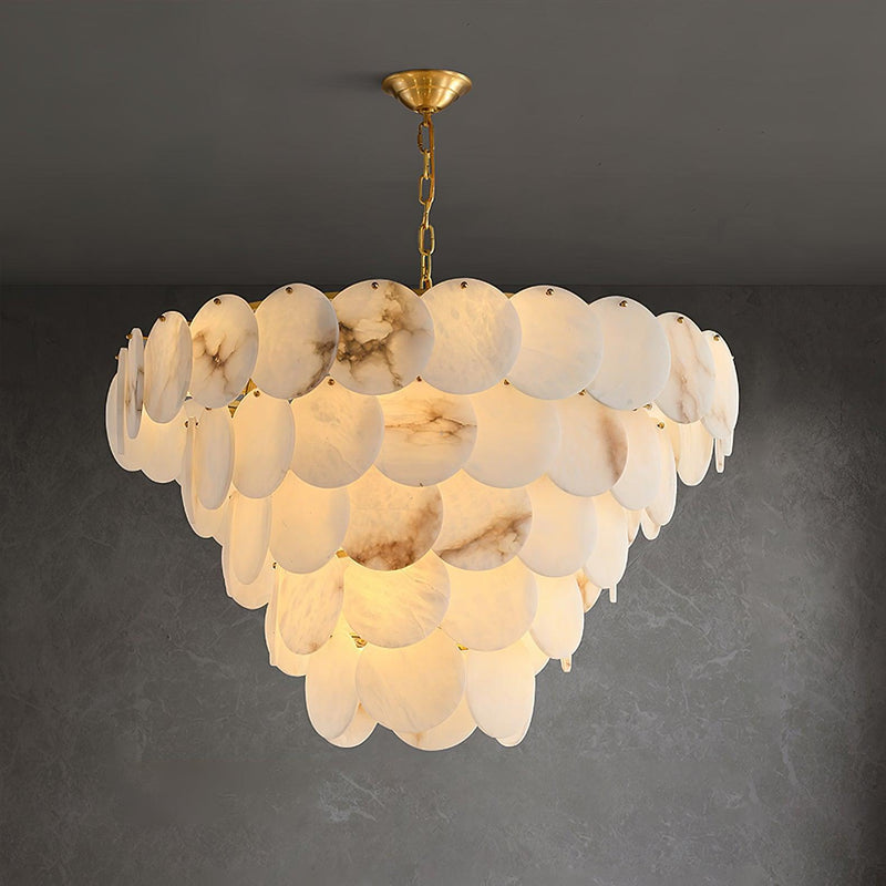 Alabaster Shell Brass Chandelier-DWHOME