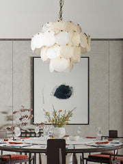 Alabaster Shell Brass Chandelier-DWHOME