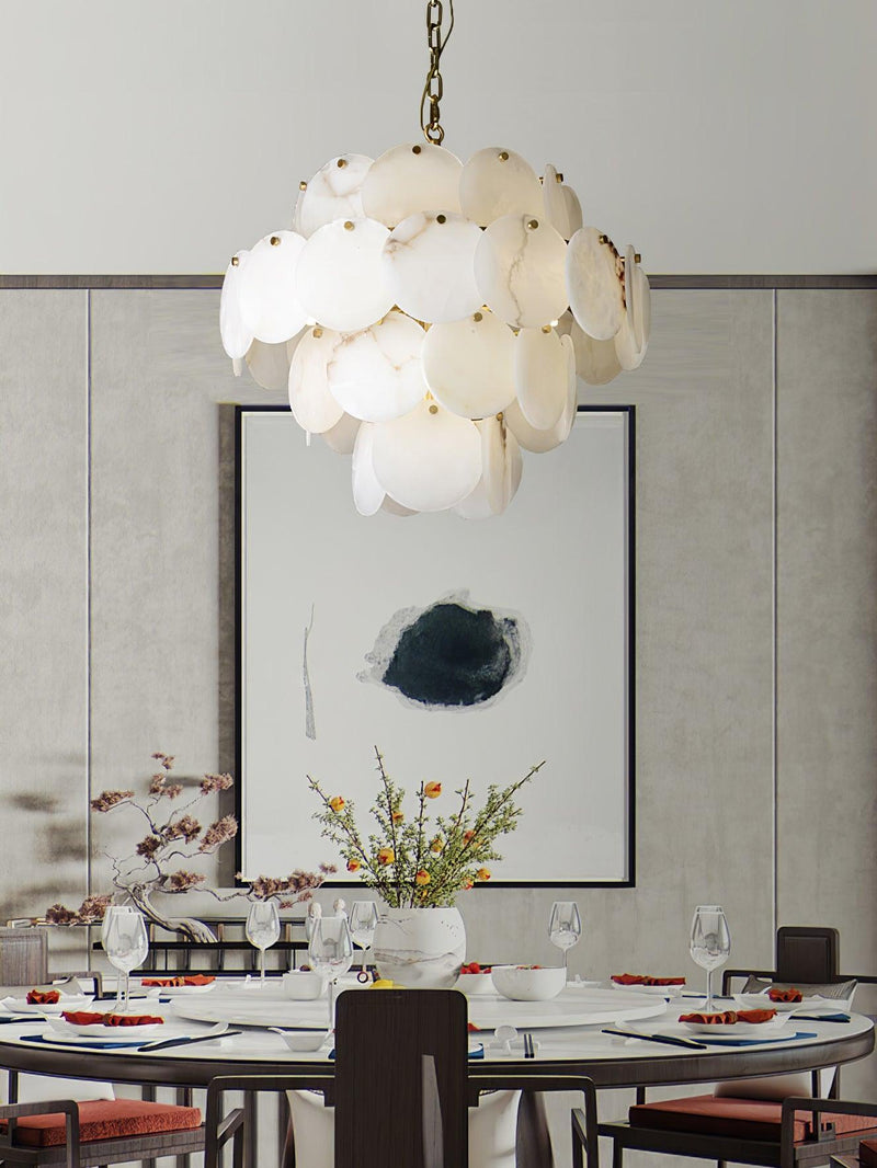 Alabaster Shell Brass Chandelier-DWHOME
