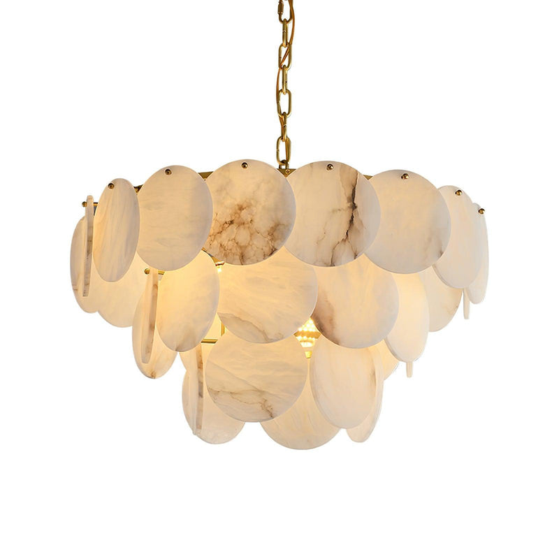 Alabaster Shell Brass Chandelier-DWHOME