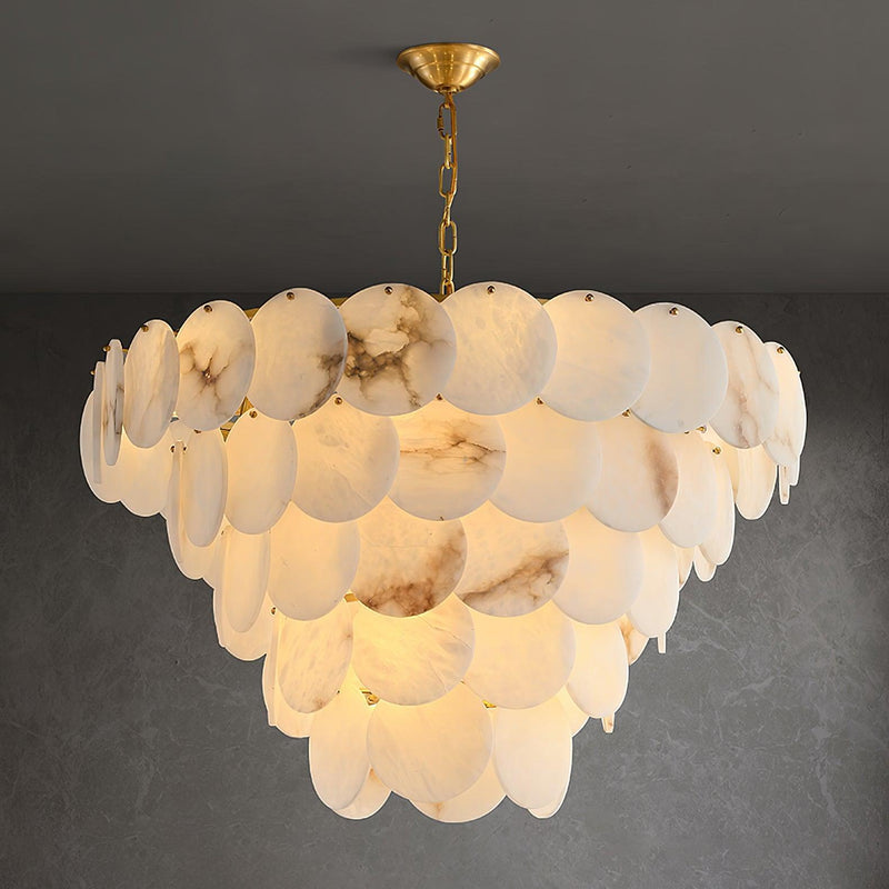 Alabaster Shell Brass Chandelier-DWHOME