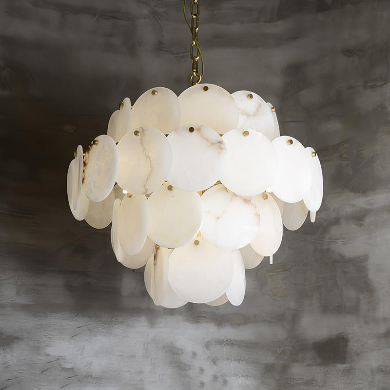 Alabaster Shell Brass Chandelier-DWHOME