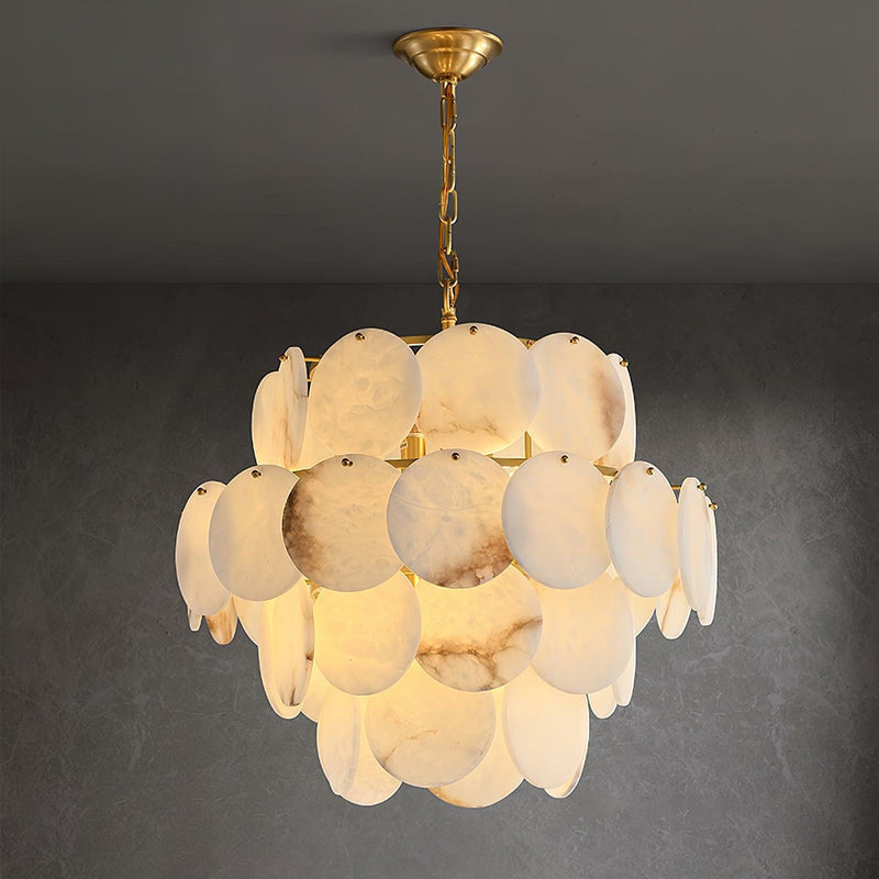 Alabaster Shell Brass Chandelier-DWHOME