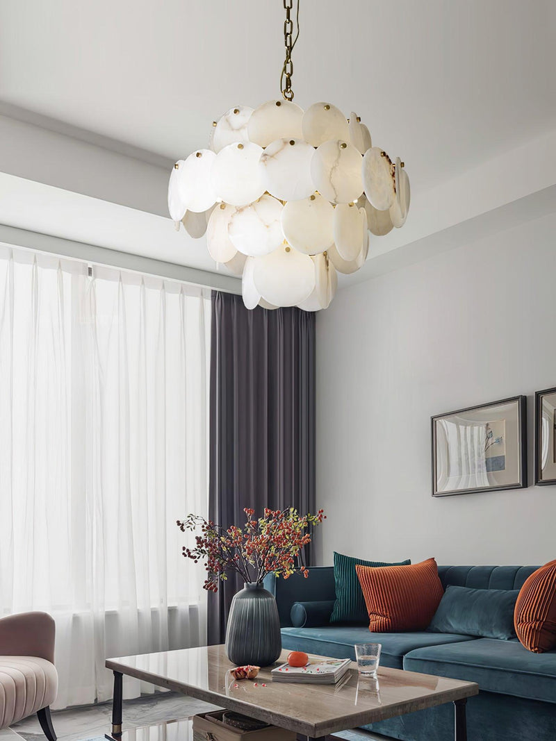 Alabaster Shell Brass Chandelier-DWHOME