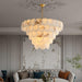 Alabaster Shell Brass Chandelier.