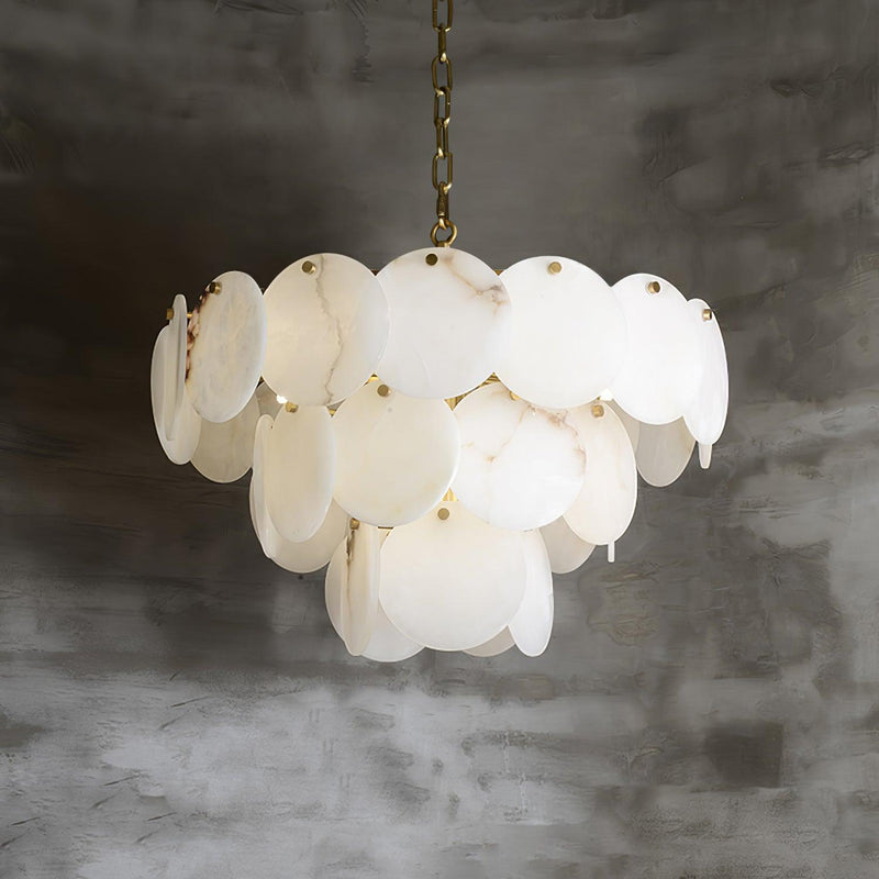 Alabaster Shell Brass Chandelier-DWHOME