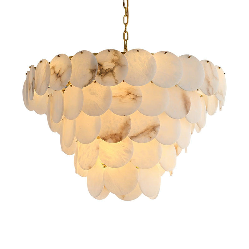Alabaster Shell Brass Chandelier-DWHOME
