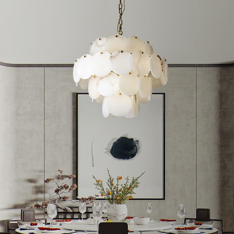 Alabaster Shell Brass Chandelier-DWHOME