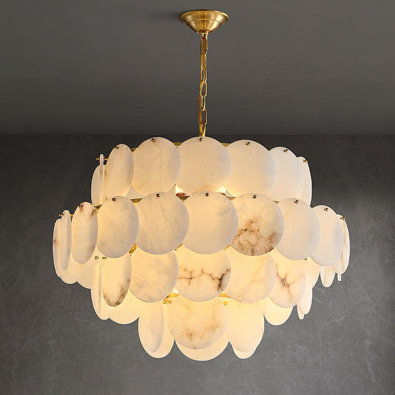 Alabaster Shell Brass Chandelier-DWHOME