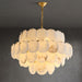 Alabaster Shell Brass Chandelier.