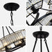 Alis 6 Lights Round Black Frame Crystal Pendant Chandelier.