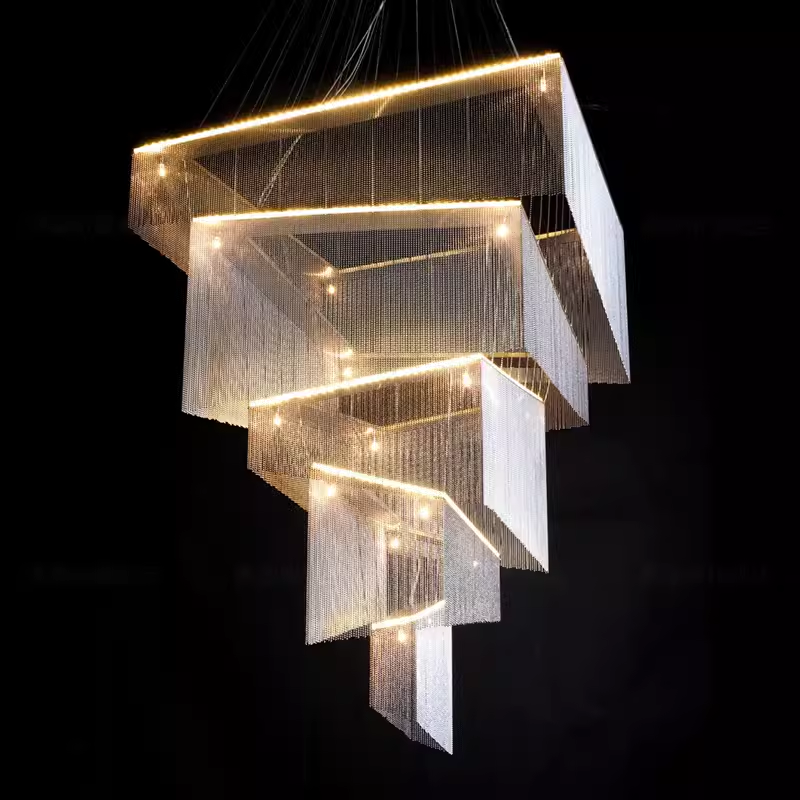 Aluminum Chain Tassel Chandelier-DWHOME