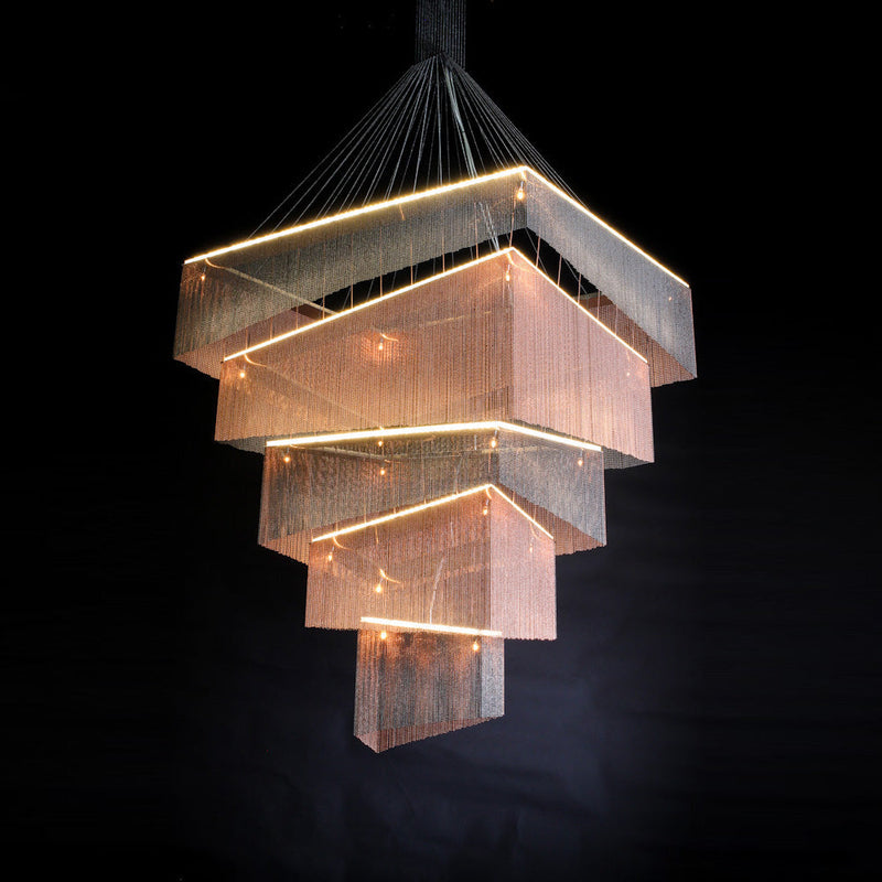Aluminum Chain Tassel Chandelier-DWHOME
