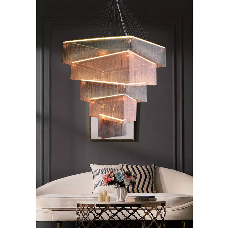 Aluminum Chain Tassel Chandelier-DWHOME