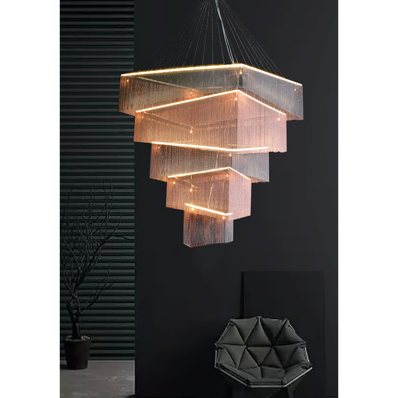 Aluminum Chain Tassel Chandelier-DWHOME