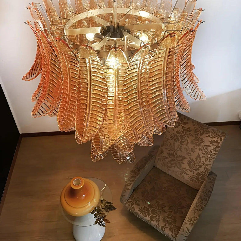 Chandelier Cascade Feuille d'Ambre - DWHOME