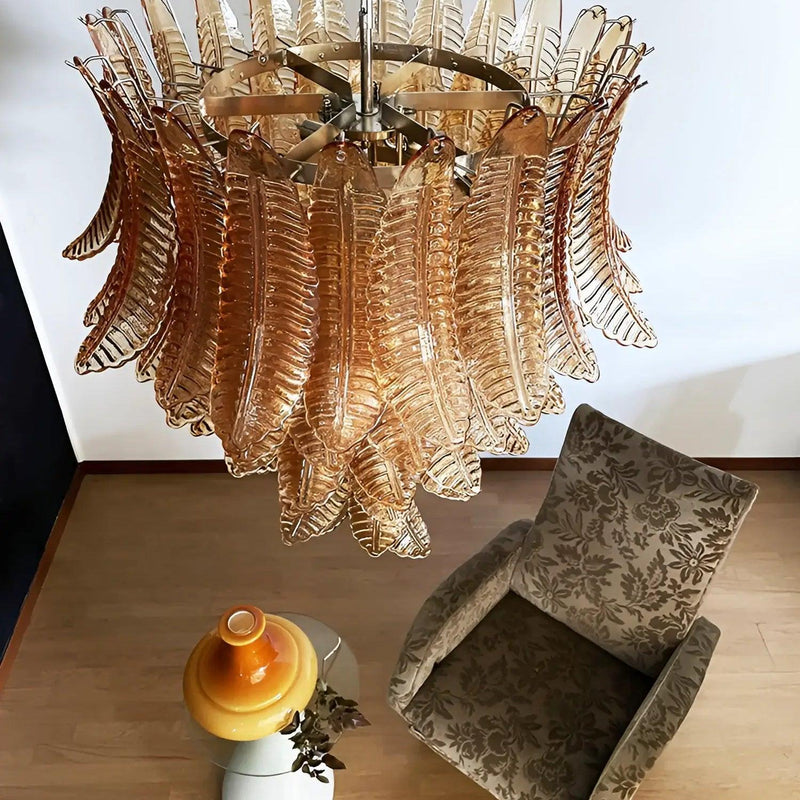 Chandelier Cascade Feuille d'Ambre - DWHOME