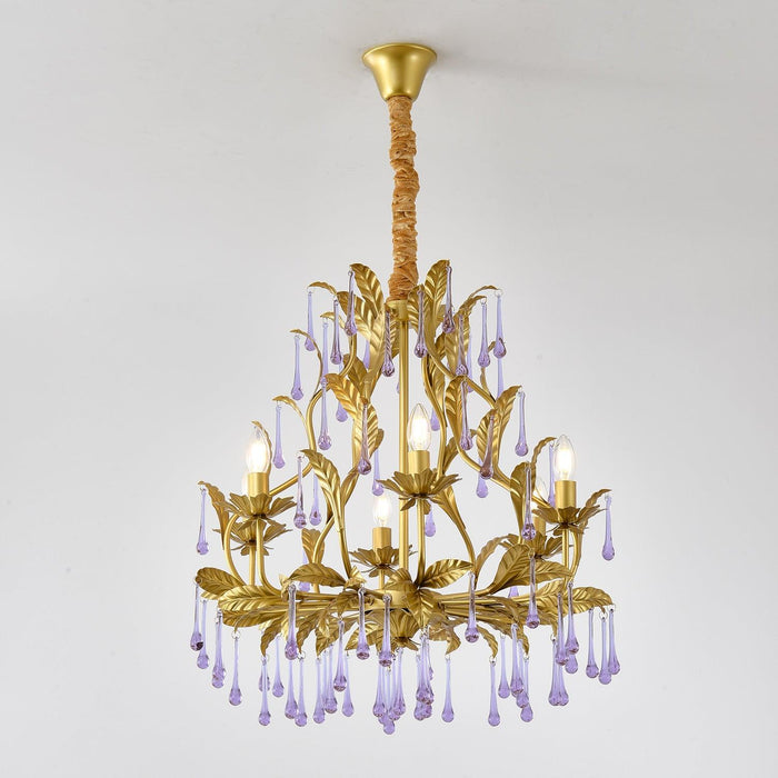 Amethyst Drops Glass Chandelier.