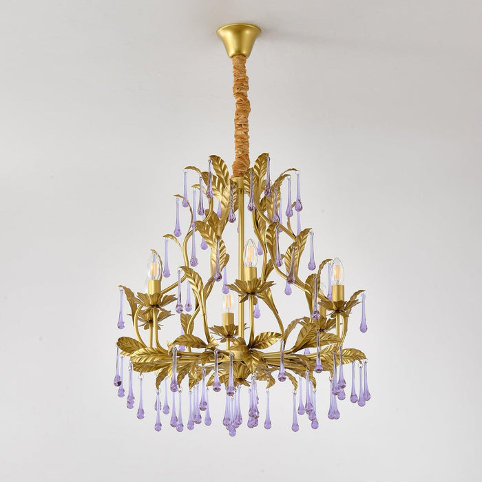 Amethyst Drops Glass Chandelier.