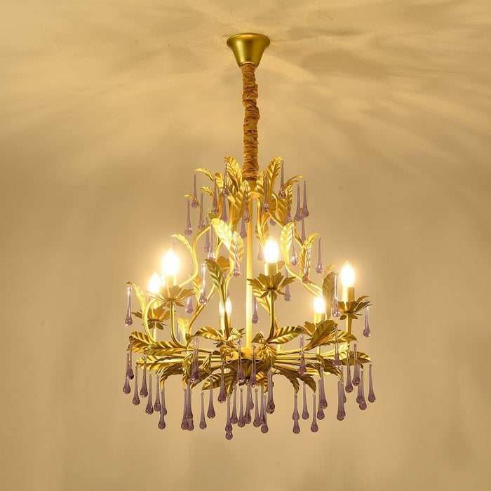 Amethyst Drops Glass Chandelier-DWHOME