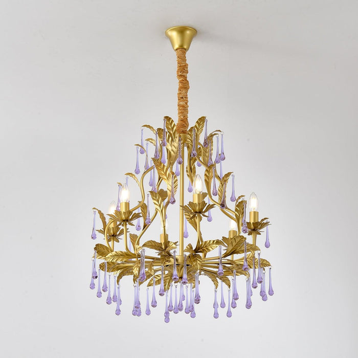 Amethyst Drops Glass Chandelier.